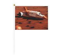 Mars Planet Lot de 6 drapeaux à main et 10 bâtons de drapeau pour défilé, fête, bar, anniversaire