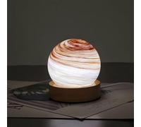 Mars rouge planète verre lampe à bille avec base en bois tricolore Dimming Design vortex planète lampe de table costume pour chambre table de nuit salon prise USB