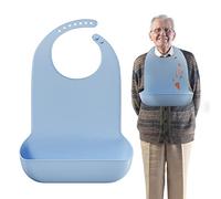 MARS WELLNESS Bavoirs pour adultes pour personnes âgées - 50,8 x 76,2 cm confortables et faciles à nettoyer en silicone pour adultes avec fermeture à bouton facile à utiliser et récupérateur de