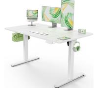 Marsail Bureau Debout électrique avec Port de Charge USB-A, 140 x 80 cm réglable en Hauteur avec 4 réglages de Hauteur personnalisés, Charge maximale de 80 kg, Levage Stable, Crochets de Rangement et