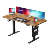 Marsail Bureau debout électrique de 140 x 61 cm, bureau d'ordinateur à hauteur réglable avec préréglages de mémoire, sac de rangement et gestion des câbles pour bureau à domicile et postes de travail