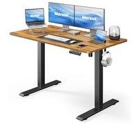 Marsail Bureau debout électrique réglable en hauteur, avec 4 préréglages de mémoire, crochet pour casque, organisateur de câbles, marron rustique (122 x 61 cm)