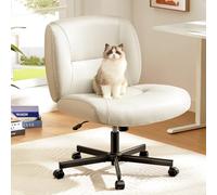 Marsail Chaise de Bureau Criss Cross avec roulettes, en Cuir PVC résistant aux Rayures, Chaise de Bureau à Pieds croisés, Large Dossier Moyen, Confortable, sans accoudoirs, Chaise d'ordinateur de