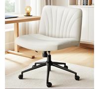 Marsail Chaise de bureau Criss Cross avec roulettes, large chaise de bureau sans accoudoirs, pivotante et réglable en hauteur pour maquillage, petits espaces, chambre à coucher, coiffeuse