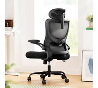 Marsail Chaise de Bureau Ergonomique avec Appui-tête réglable, Soutien Lombaire et accoudoirs 3D Pliables, Hauteur réglable, Charge maximale : 136 kg, Noir