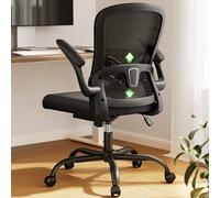 Marsail Chaise de bureau ergonomique avec dossier en maille avec soutien lombaire réglable, chaise de bureau d'ordinateur avec accoudoirs rabattables, chaise de bureau pivotante (noir)