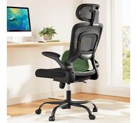 Marsail Chaise de bureau ergonomique avec soutien lombaire réglable, chaise de bureau à dossier haut avec appuie-tête 2D et accoudoirs rabattables, chaise de bureau pour ordinateur de jeu, fonction
