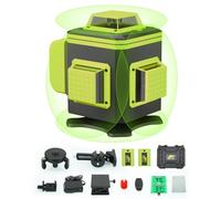 Marscharm Cross Line Laser, niveau à bulle laser vert auto-nivelant 4x360 degrés avec affichage numérique, laser rotatif avec batterie au lithium 2 * 2400mAh, laser de construction laser linéaire
