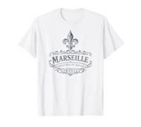 Marseille France Ornée Fleur de Lis Marine T-Shirt Graphique avec Valeur