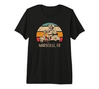 Marseille France Trottinette Style Vintage T-Shirt Haut de Gamme