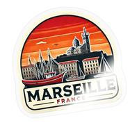 Marseille France Vintage Ville Rétro Autocollant Sticker