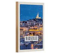 Marseille | Plaque en Bois | France | Décoration | 12cm x 18cm