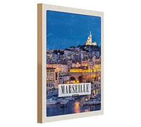 Marseille | Plaque en Bois | France | Décoration | 30cm x 40cm