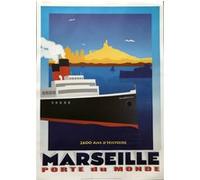 Marseille Porte du monde / Paquebot - 50x70 cm - AFFICHE / POSTER G