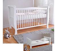 Marsell Lit bébé Lit bébé avec Matelas en Mousse Aloe Vera Réglables en Hauteur Blanc Transformable en lit Enfant