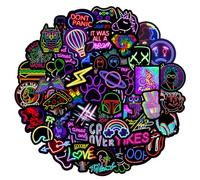 MARSFORCE Graffiti Néon vinyle imperméable autocollant pour ordinateur portable bagages de voyage valise bouteille d'eau skateboard vélo voiture pare - chocs casque guitare jouet scrapbooking [50pcs]