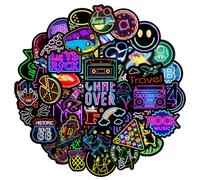 MARSFORCE Graffiti Néon vinyle imperméable autocollant pour ordinateur portable bagages de voyage valise bouteille d'eau skateboard vélo voiture pare - chocs casque guitare jouet scrapbooking [50pcs]