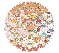 MARSFORCE Kawaii Ours Lapins autocollant, cadeaux pour enfants et adolescents, cahier bouteille d'eau autocollant en vinyle imperméable skateboard vélo casque sac guitare jouet Phone Pad[50 PCS]