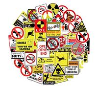 MARSFORCE public warning sign imperméable inyle imperméable autocollants pour ordinateur portable bagages de voyage valise bouteille d'eau planche à roulettes vélo journal coque pour pad [50pcs]