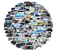 MARSFORCE Voiture de Police autocollant, cadeaux pour enfants et adolescents, cahier bouteille d'eau autocollant en vinyle imperméable skateboard vélo casque sac guitare jouet Phone Pad[50 PCS]