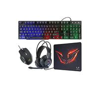 MARSGAMING 4-en-1 Joueuse Clavier, Souris, Casque et Tapis, Noir