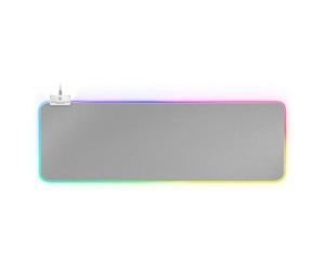 MARSGAMING MMPRGB2S XXL, Tapis de Souris RGB 12 Modes, 2 USB 2.0, Blanc Argenté