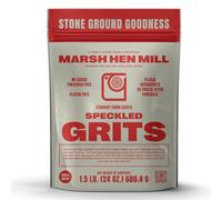 MARSH HEN MILL Speckled Grits - Heirloom Blend of Yellow and White Corn Stone Ground Grits | Creamy Old Fashioned Goodness | Gluten-Free | No Additives, Pure All Natural Corn | 24 oz Pack