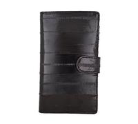 Marshal Porte-cartes en cuir d'anguille avec 19 emplacements pour cartes et 1 fenêtre pour carte d'identité avec bouton-pression, marron, Regular, Étui portefeuille pour cartes