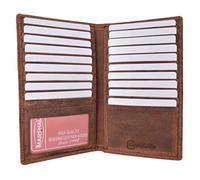 Marshal Portefeuille à deux volets en cuir avec blocage RFID pour homme et femme | Support en cuir véritable avec 19 emplacements, 2 compartiments pour billets et fenêtre d'identité pour cartes de