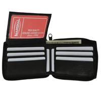 Marshal Portefeuille à deux volets en cuir souple de qualité supérieure avec blocage RFID, noir, One Size, Portefeuille zippé