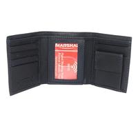 MARSHAL Portefeuille compact en cuir véritable pour enfant avec poche pour pièces d'identité et pièces de monnaie Noir, bleu marine, small, Portefeuille à trois volets