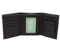 MARSHAL Portefeuille compact en cuir véritable pour enfant avec poche pour pièces d'identité et pièces de monnaie Noir, marron, small, Portefeuille à trois volets