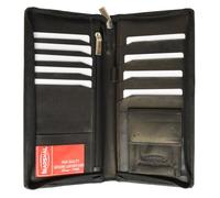 MARSHAL Portefeuille de voyage zippé en cuir avec porte-passeport et carte d'embarquement, noir, One Size, Porte-passeport