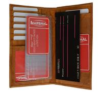 Marshal Portefeuille en cuir avec blocage RFID pour chéquier, carte d'identité, carte de crédit (marron clair)