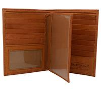 MARSHAL Portefeuille hipster à deux volets en cuir de qualité supérieure avec blocage RFID pour cartes de crédit (brun clair), peau, One Size, 2 volets