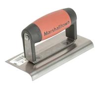 Marshalltown Truelle de bordure, 14142, extrémités droites, manche Durasoft, R 10mm, L 13mm, acier au carbone, dimensions : 152x76 mm, Argent