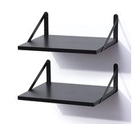 Marsmiles Lot de 2 étagères murales flottantes en bois de 30,5 cm de profondeur pour salle de bain, chambre à coucher, cuisine, salon - Noir - 40,6 x 30,5 cm (l x P)