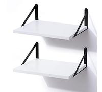 Marsmiles Lot de 2 étagères murales flottantes en Bois de 30,5 cm de Profondeur pour Salle de Bain, Chambre à Coucher, Cuisine, Salon, Blanc 40,6 x 30,5 cm (l x P)
