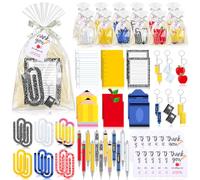 Marspark 12 Pack Back to School Teacher Appreciation Gift Set, School Supplies Themed Gifts Bulk with Giant Paper Clips, Memo Pads, Pens, Keychains, Thank You Tags for Classroom Welcome Events