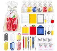 Marspark 6 Pack Back to School Teacher Appreciation Gift Set, School Supplies Themed Gifts Bulk with Giant Paper Clips, Memo Pads, Pens, Keychains, Thank You Tags for Classroom Welcome Events