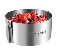 Marsred Cercle à tarte réglable de 8,5 cm avec vis, en acier inoxydable 304 épais, rond, anneau de cuisson avec graduation, diamètre : 16 à 30 cm, cadre de cuisson stable pour la pâtisserie (rond)