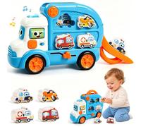 Marstone Montessori Jouet pour bébé avec piste de course et jeu assorti à partir de 1, 2, 3 ans, voiture Montessori avec musique et lumière pour 18-24 mois, jouet éducatif STEM, cadeau pour garçons et