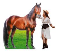 Marsui Découpe en carton de 1,9 m pour fête de course de chevaux Taille réelle Derby Day Decor Marron PVC Accessoires photo pour courses de chevaux Fournitures de fête