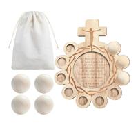 Marsui Kit de chapelet en bois avec 12 chapelets et sac de rangement - Chapelet en bois naturel - Jouet éducatif catholique - Outil d'apprentissage interactif pour enfants pour apprendre à prier