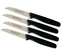 Marsvogel 37 30 01 Lot de 4 couteaux éplucheur - Lame droite de 7,4 cm - Manche en polypropylène noir - Couteaux de cuisine fabriqués à Solingen - Couteaux pour éplucher de pommes de terre
