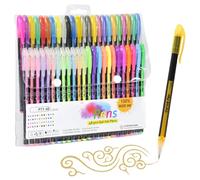 Marte Vanci Pop stylos à encre gel 48 Multicolore métallique Fluo Pastel Paillettes lisse anti Skip pour livre de coloriage 12 métaux + 12 paillettes + 12 néons + 12 pastel