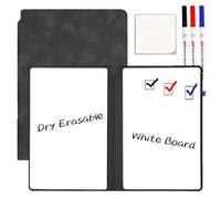 Marte Vanci Tableau blanc réutilisable effaçable à sec avec stylo et chiffon de nettoyage Format A5 portable effaçable à sec avec couverture en polyuréthane Tableau blanc pour notes, listes de notes,