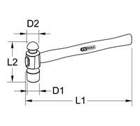 Marteau Américain manche hickory 1/4' tête 225 g KS TOOLS - 142.1508
