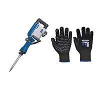 Marteau de Démolition, 1600W, 230V, 50hz, 50J & Portwest A790 Gants anti-vibrations Noir Taille L