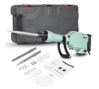 Marteau de Démolition 1600W SDS-Hex - 65J Piqueur Électrique Puissance, Anti-Vibration, Burineur Professionnel pour Béton, avec Coffret à Roulettes et Accessoires Complets
